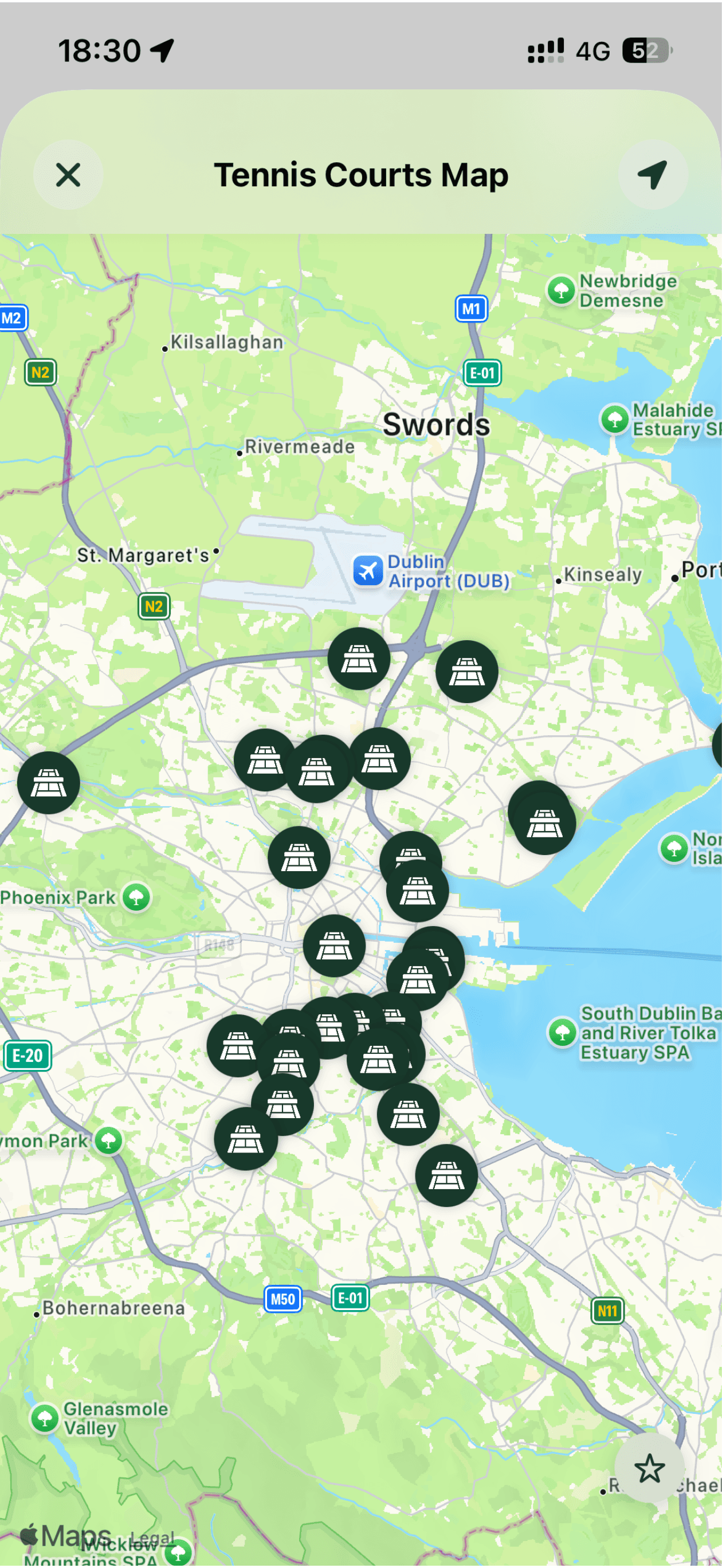 Tennect mapa sa teniskim terenima u blizini